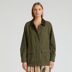 A507 • Olive Utility Field Jacket With Corduroy Collar